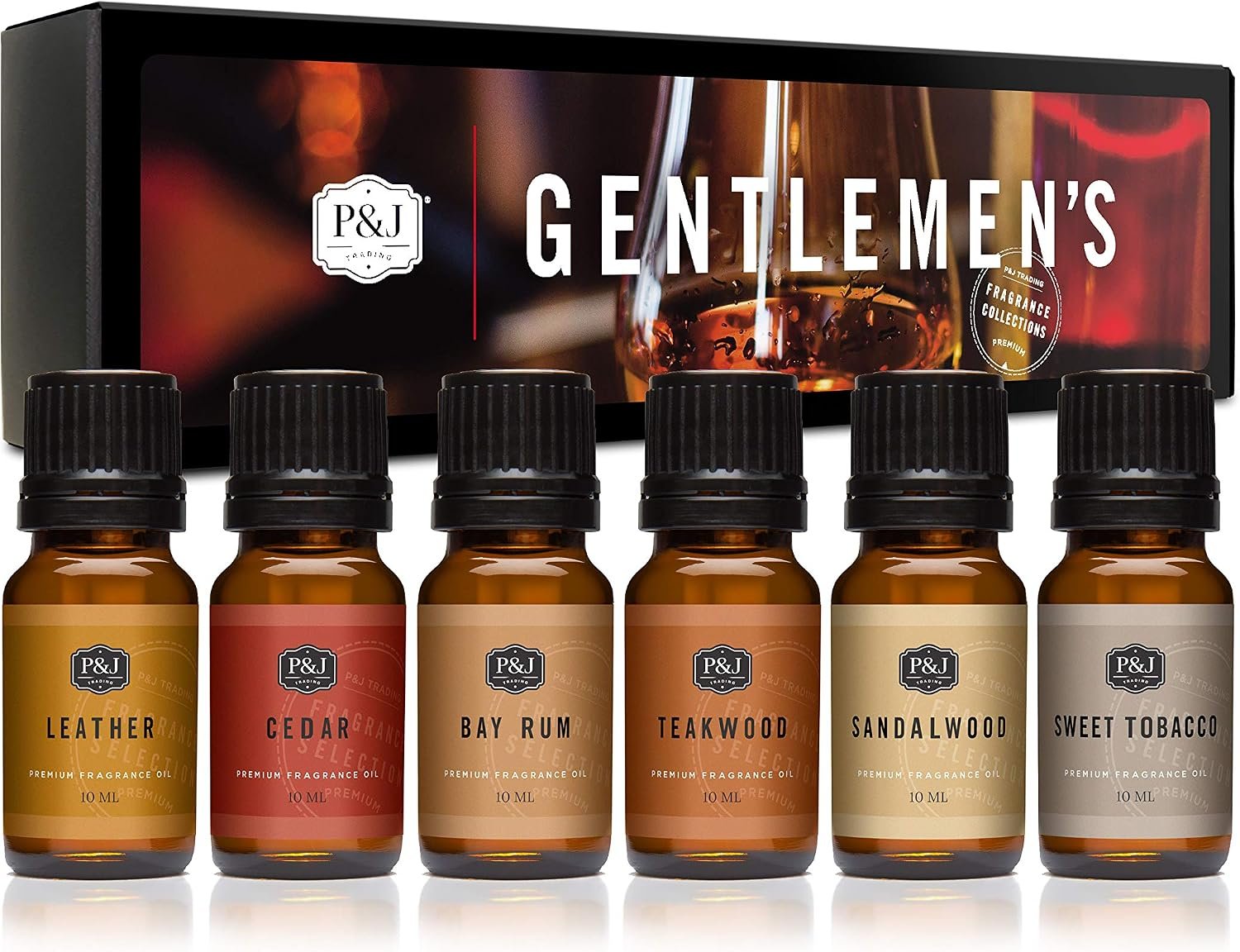 P&J Trading Fragrance Oils for Diffusers for Home Gentlemen’s Set Fragrance Scents for Candle Making – Soap Making Supplies – Car Diffuser Scents – Essential Home Gift Set – Cedar, Sandalwood & More