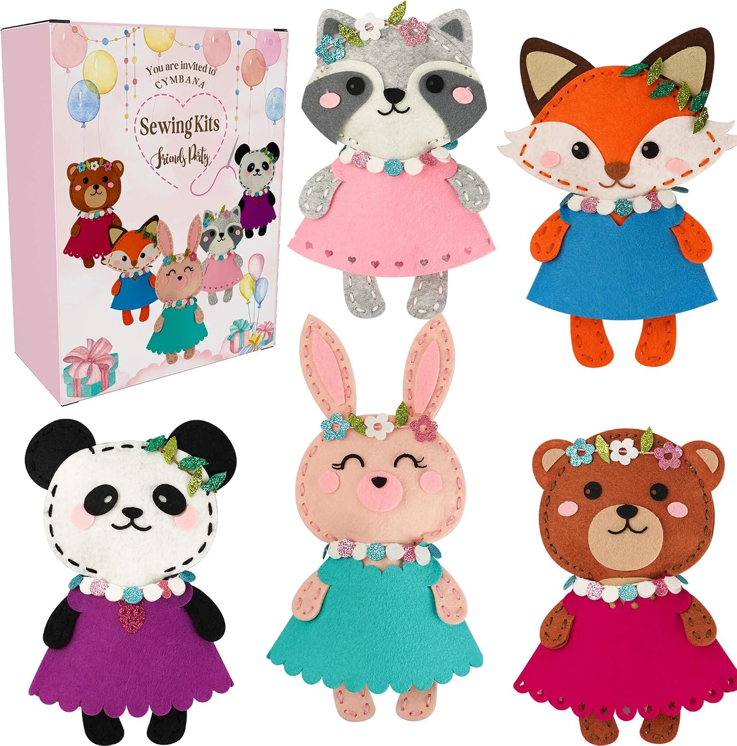 Cymbana Sewing Kit for Kids, Make a Friend 5 Felt Kids Sewing Crafts 6+
