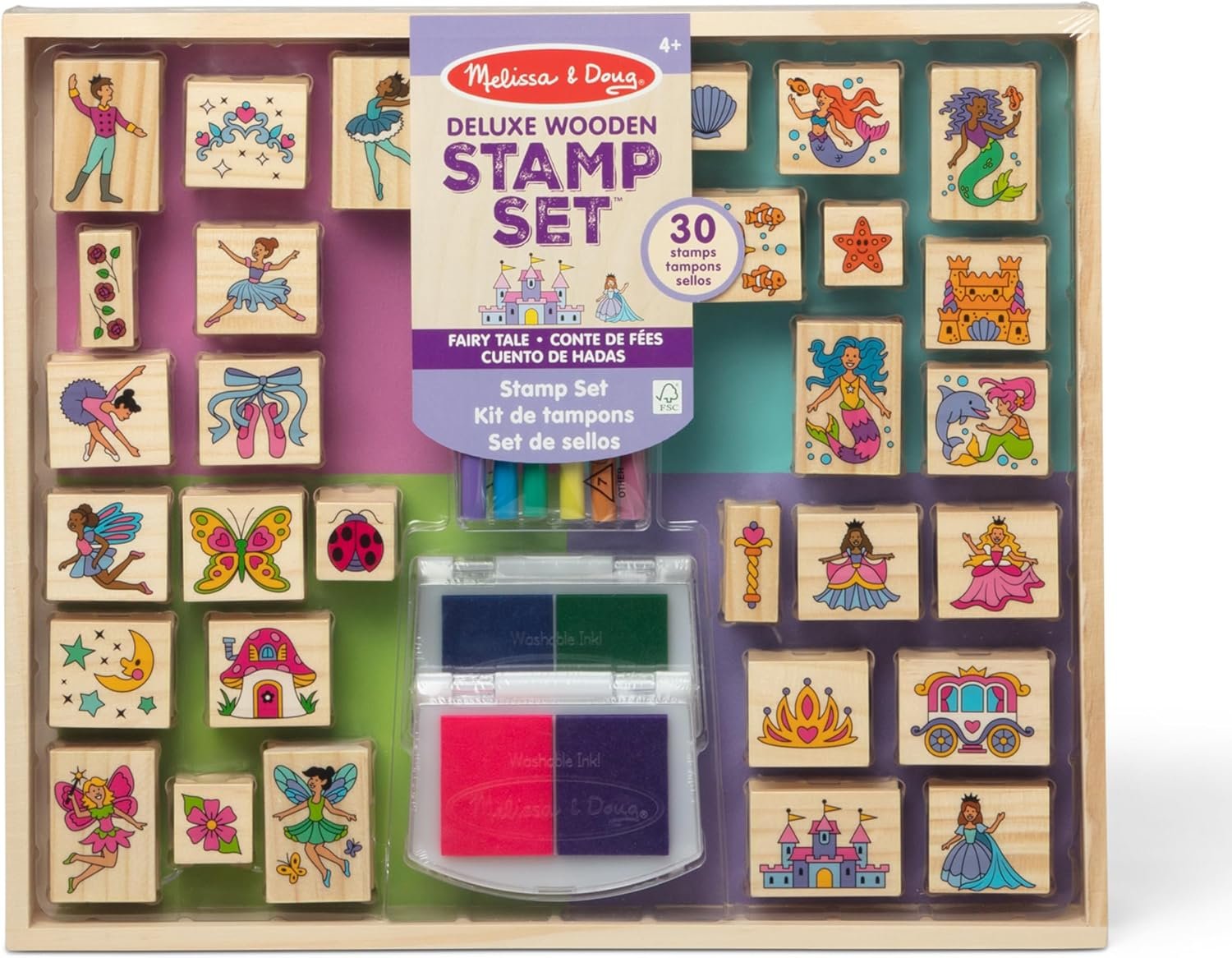 Melissa & Doug Fairy Tale Deluxe Wooden Stamp & Coloring Set