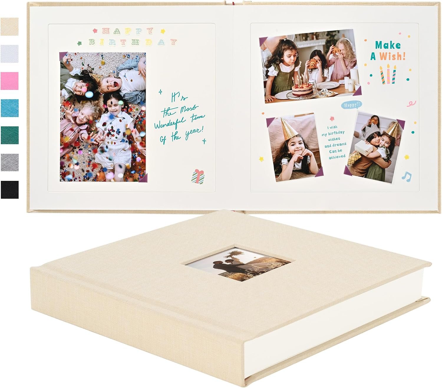 Pssoss 8×8 Inch DIY Scrapbook Album, Linen Hardcover, 40 Pages, Beige