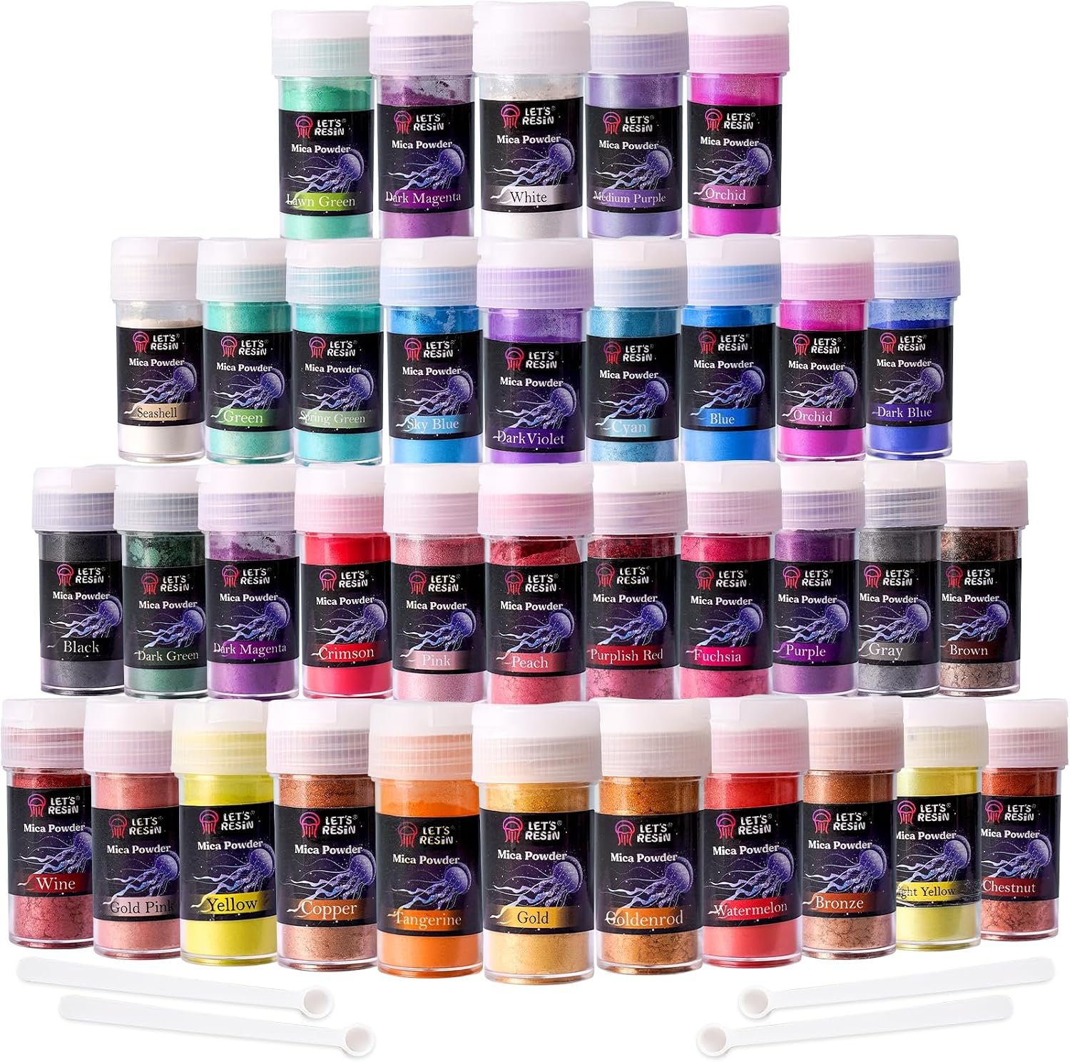 LET’S RESIN 36 Colors Mica Powder, Pigment Powder for Epoxy Resin/UV Resin