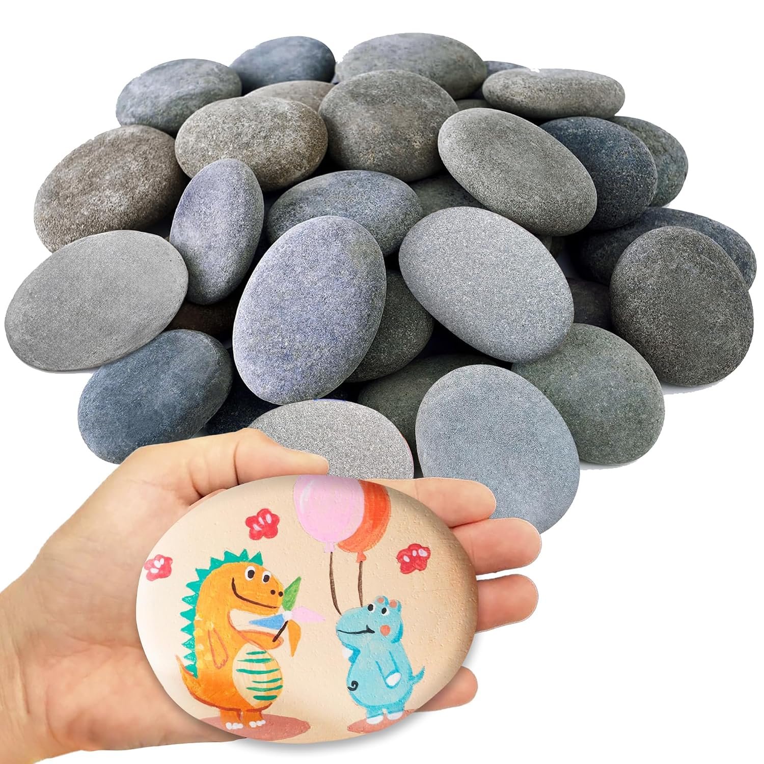 DALTACK 12 Rocks for Painting, 3-4in Natural River Stones