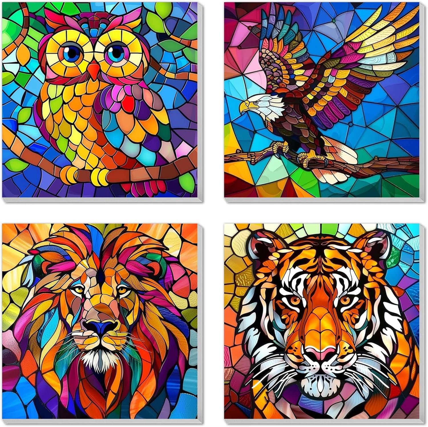 4 Pack Paint by Numbers Kit for Kids Easy Kid Paint by Number Kits Ages 8-12 Animal DIY Painting Kits for Kids Age 4-8 Beginner Paint by Number Canvas with Frame Children Color by Numbers Kit 8×8 Inch
