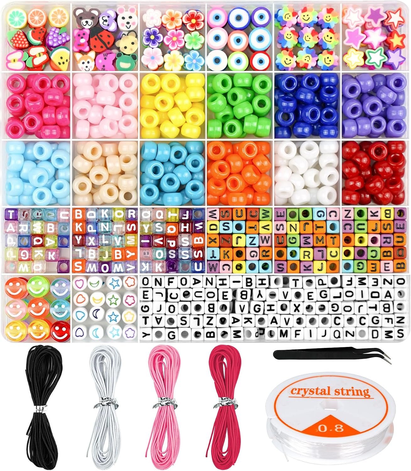 Dowsabel Bracelet Making Kit, Beads for Bracelets Making Pony, Kandi, Polymer Clay, Smile Face & Letter Beads for Jewelry Making, DIY Arts and Crafts Gifts Toys for Girls Age 6-12