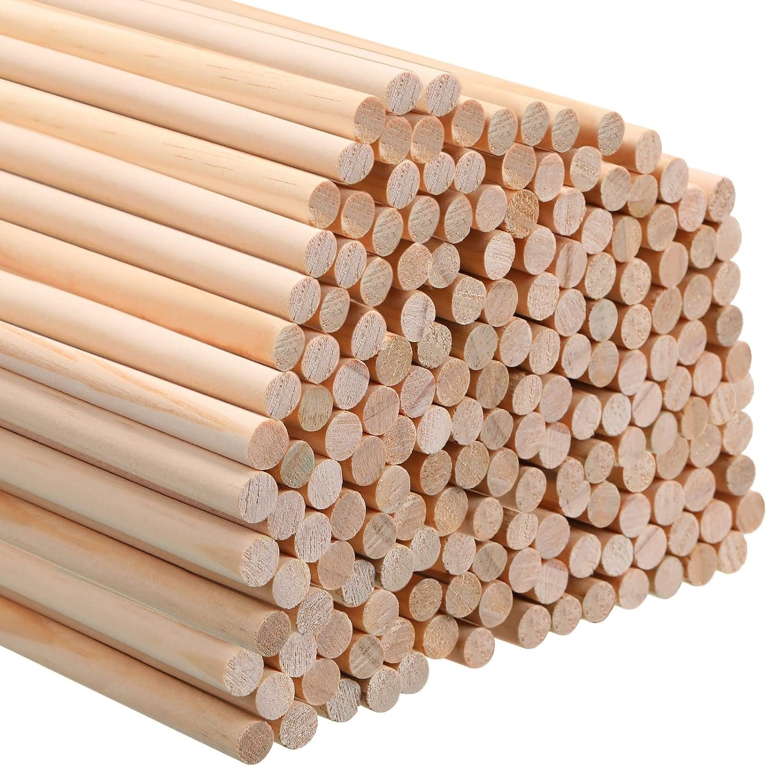 Treela 100 Pcs 3/8 x 12 Inch Wooden Dowels Rods Wood Sticks for Crafts