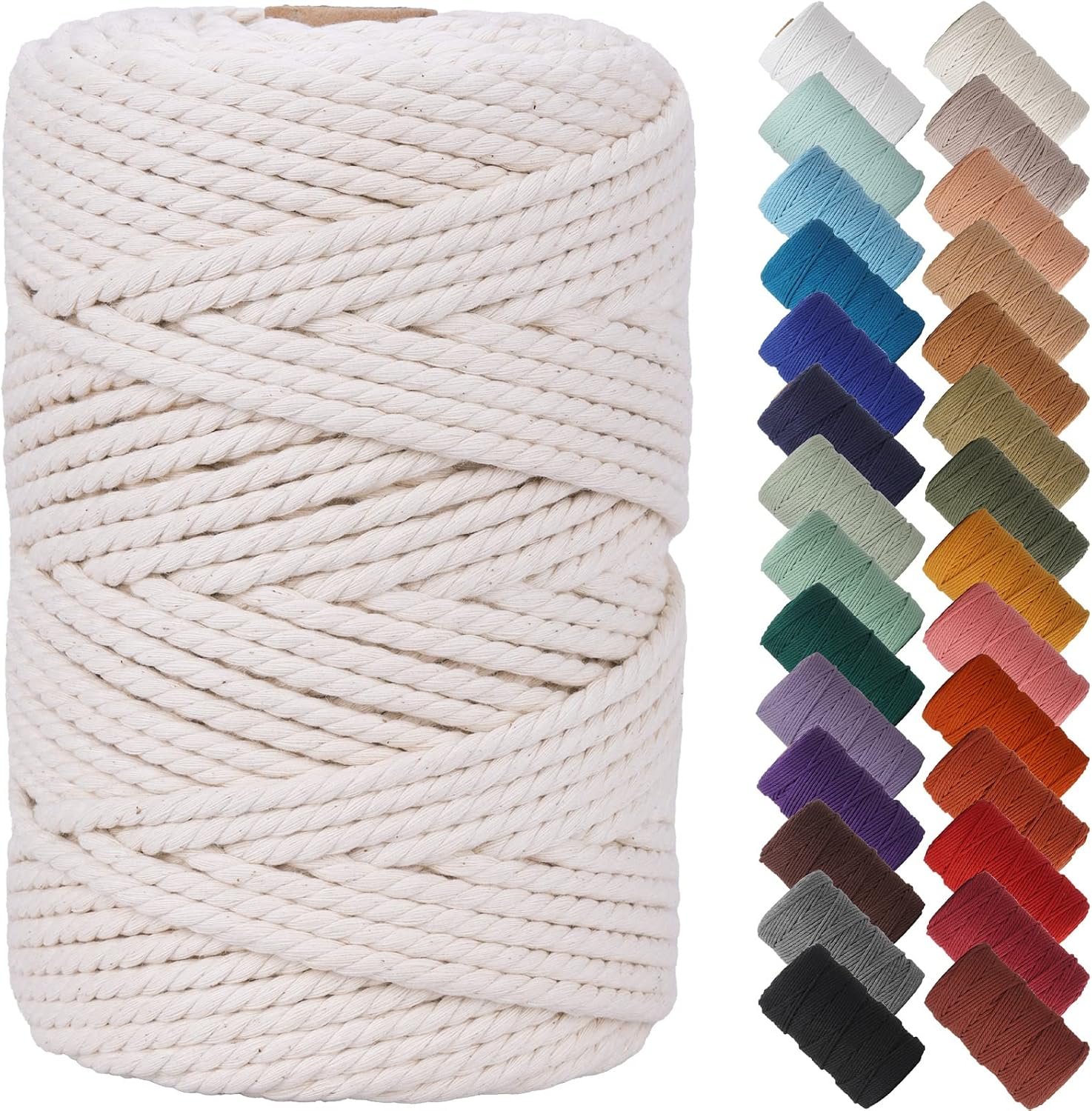 NOANTA Natural Macrame Cord 4mm x 109Yards, Beige Cotton Rope Macrame Yarn