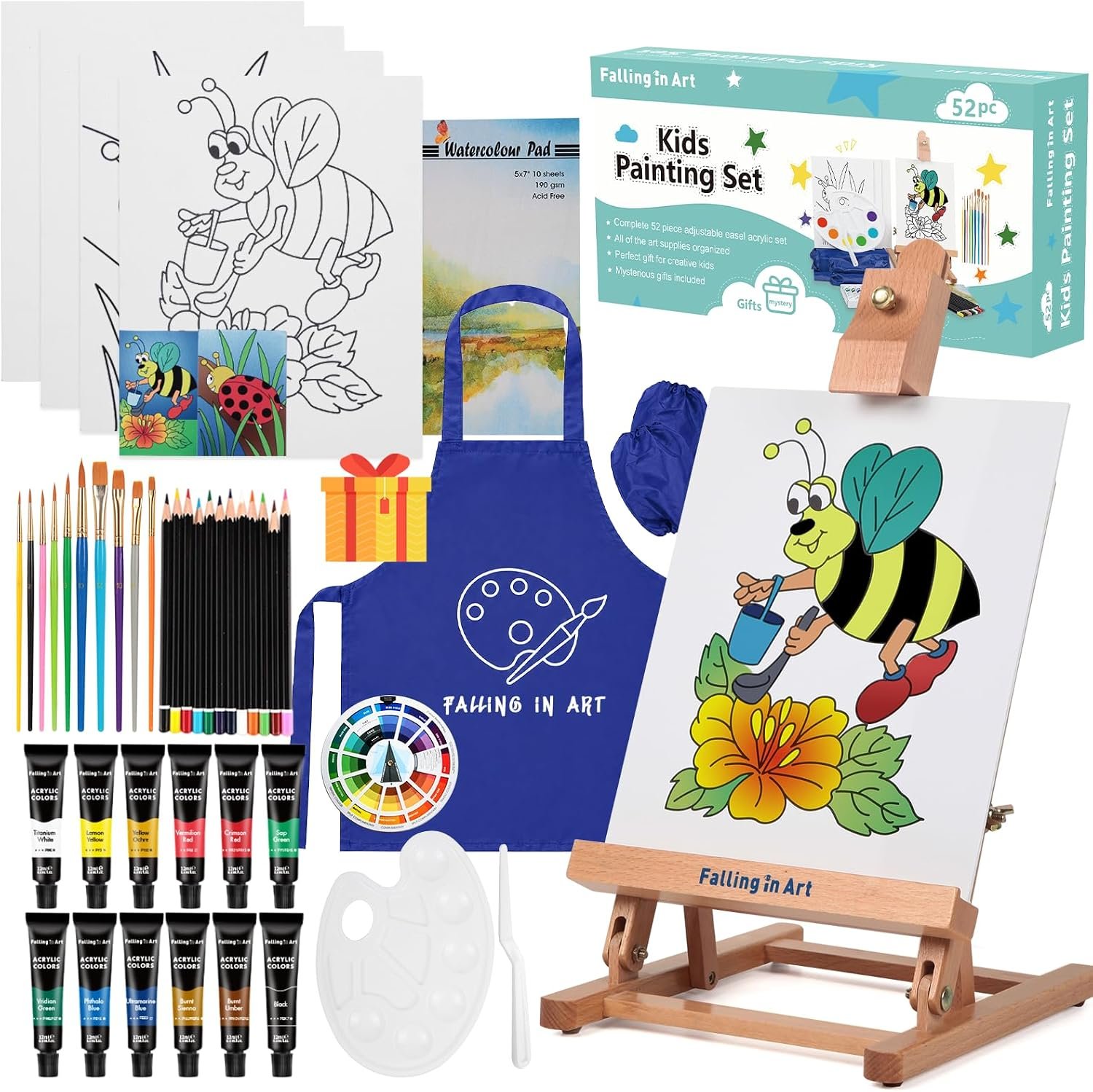 Falling in Art Painting Set for Kids with Table Easel