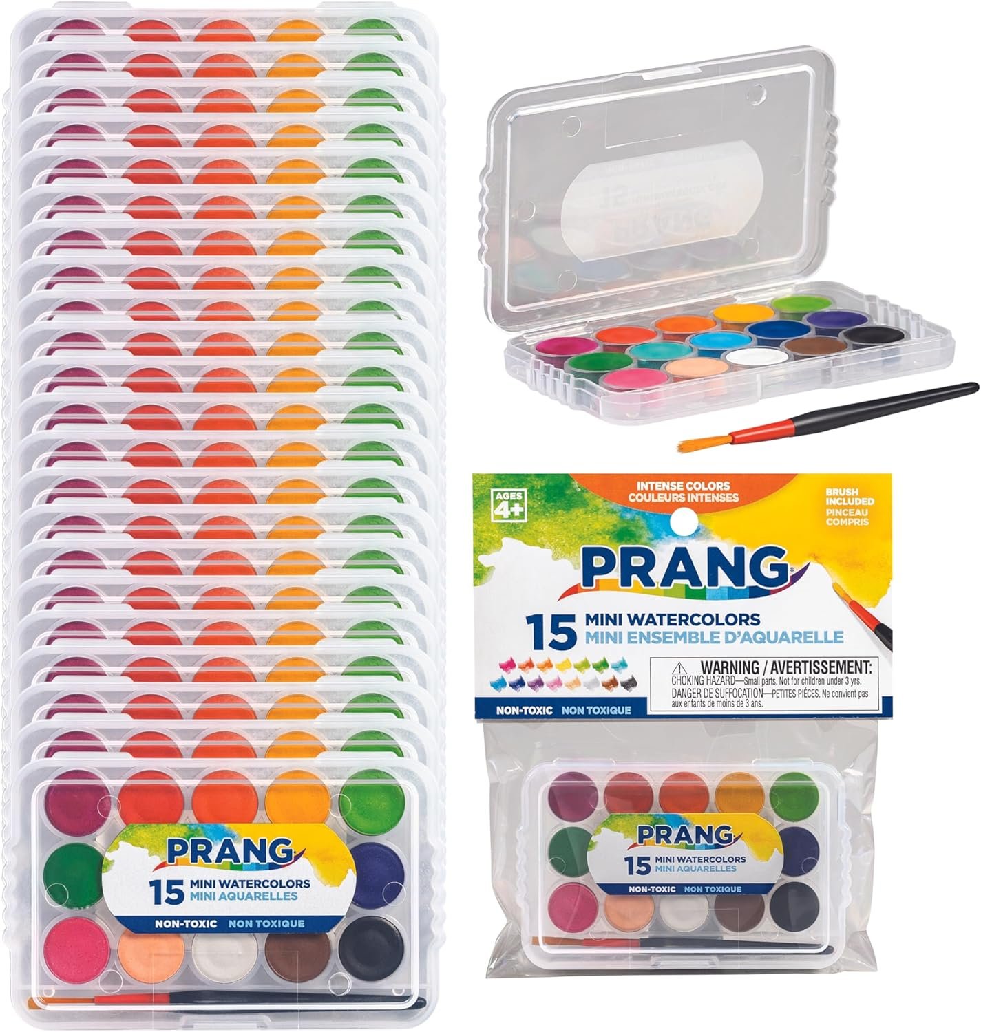 Prang Mini Watercolor Paint Set, 15 Assorted Colors, 1 Count