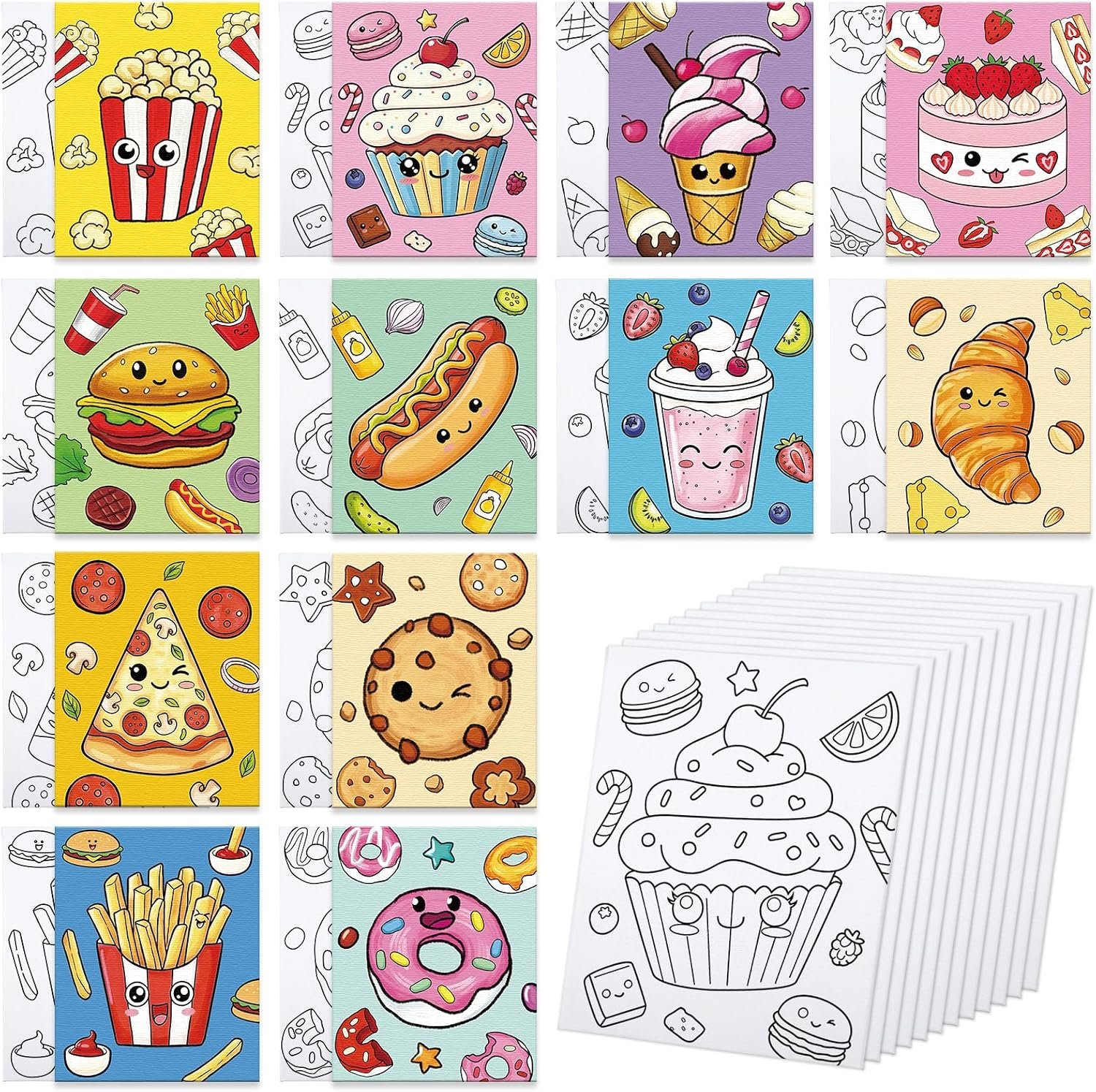 Louise Maelys 12 Pack Pre Drawn Canvas to Paint for Kids 8×10 Inch Snack