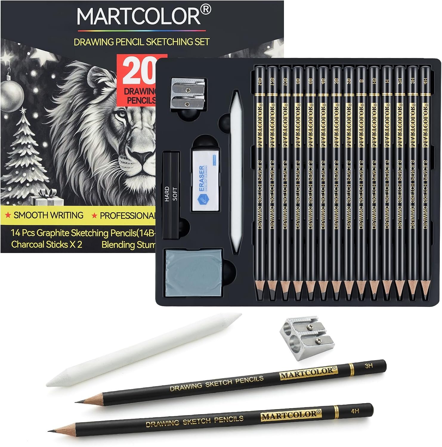 MARTCOLOR Drawing Sketching Pencil Set, 20 Pack Graphite Pencils (14B-4H)