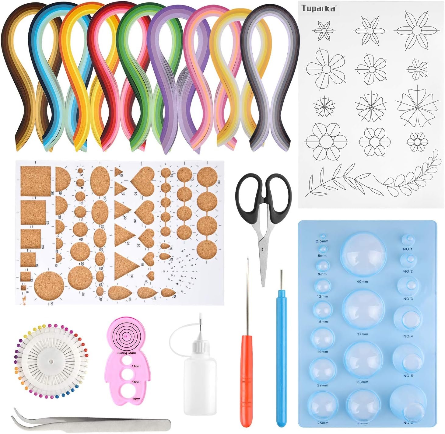 TUPARKA 19 Pcs Paper Quilling Kits 45 Colors 900 Strips Quilling Art Paper DIY Craft