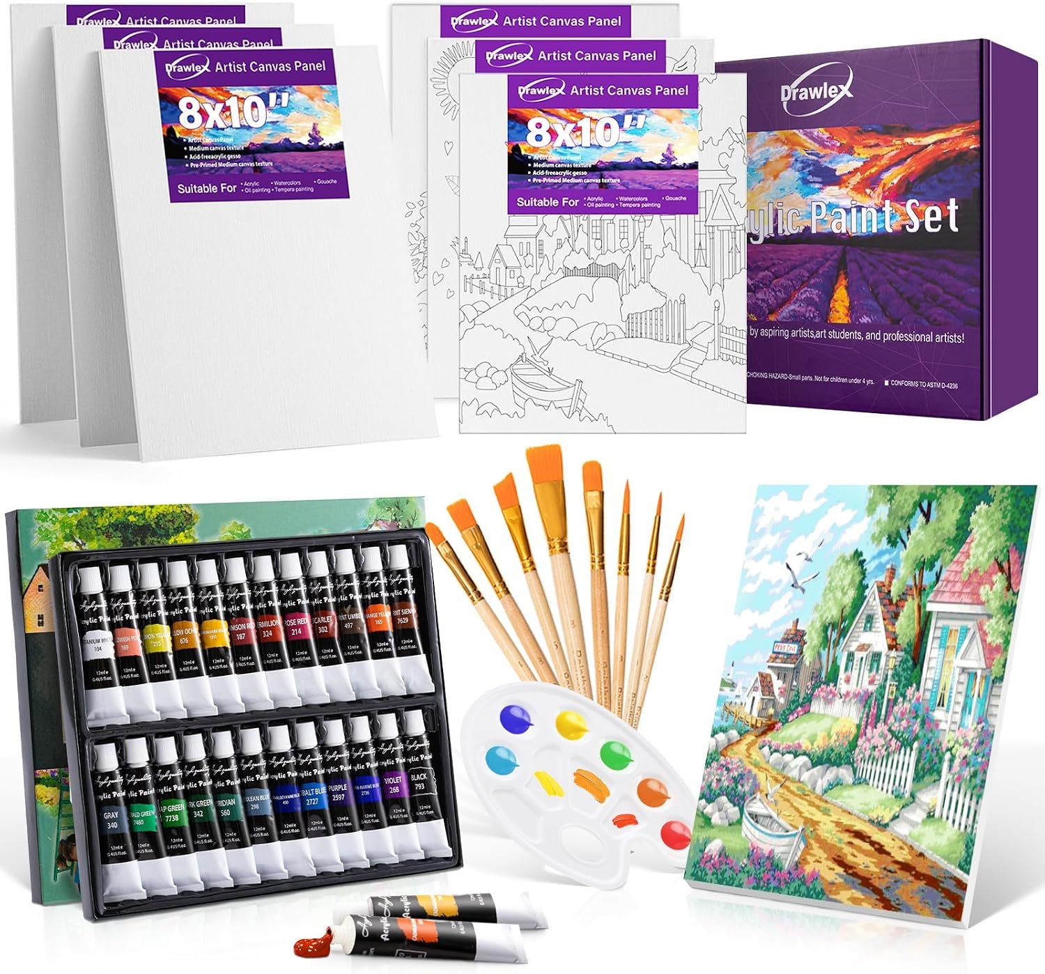 Paint Set Painting Kit for Kids with 24 Acrylic Paints