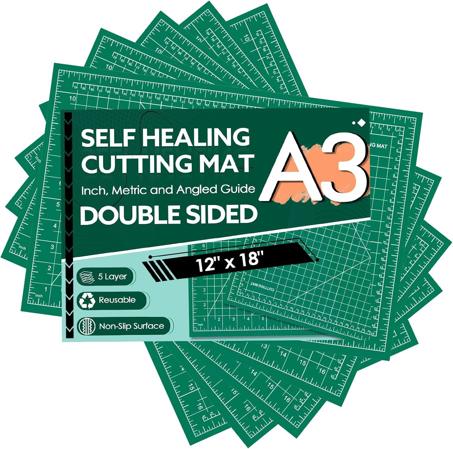 5 Packs Self Healing Cutting Mat Bulk 12″x18″ Rotary Cutting Sewing Mats A3