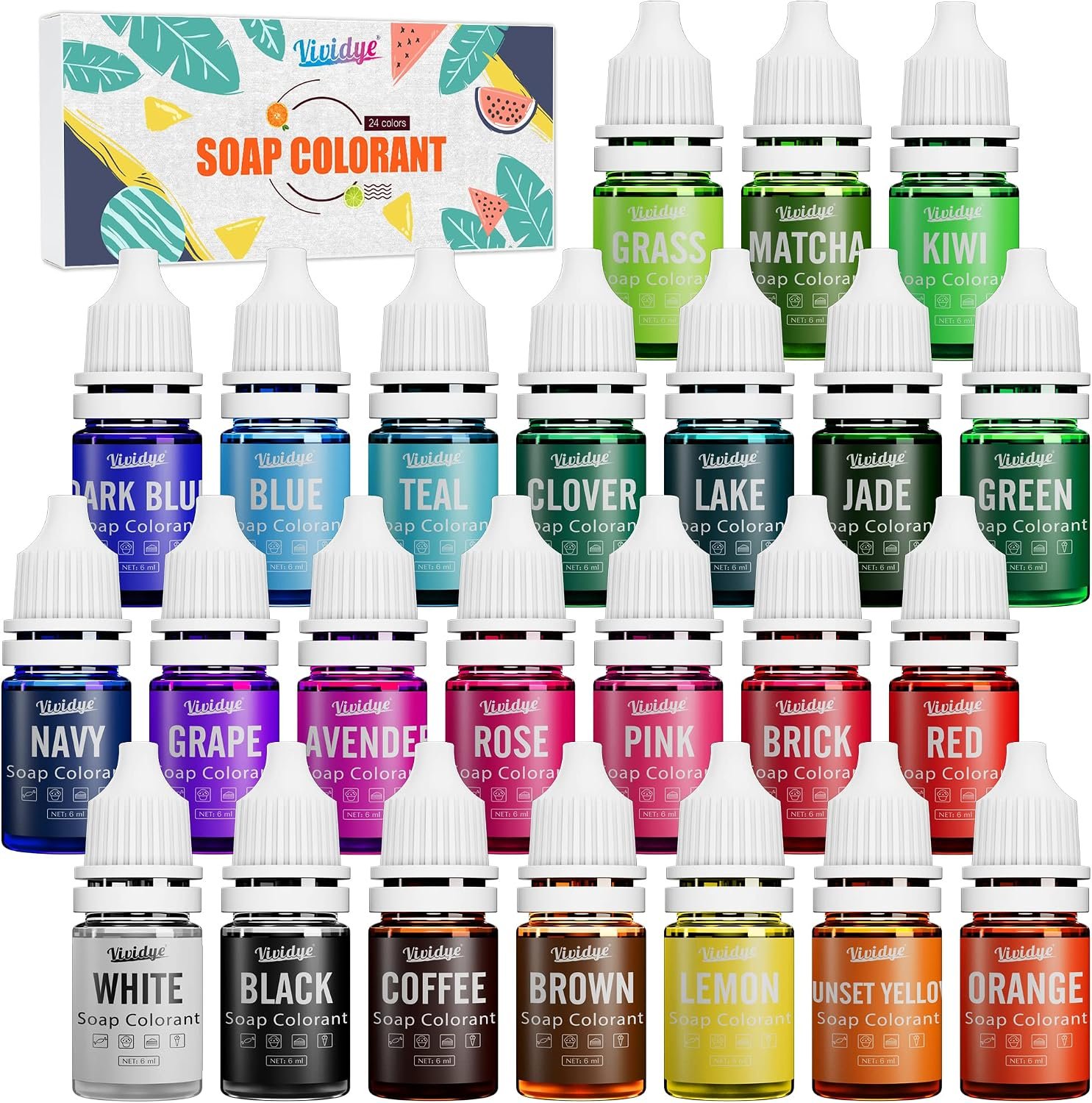 Soap Dye – 24 Color Food Grade Skin Safe Coloring for Handmade Soaps