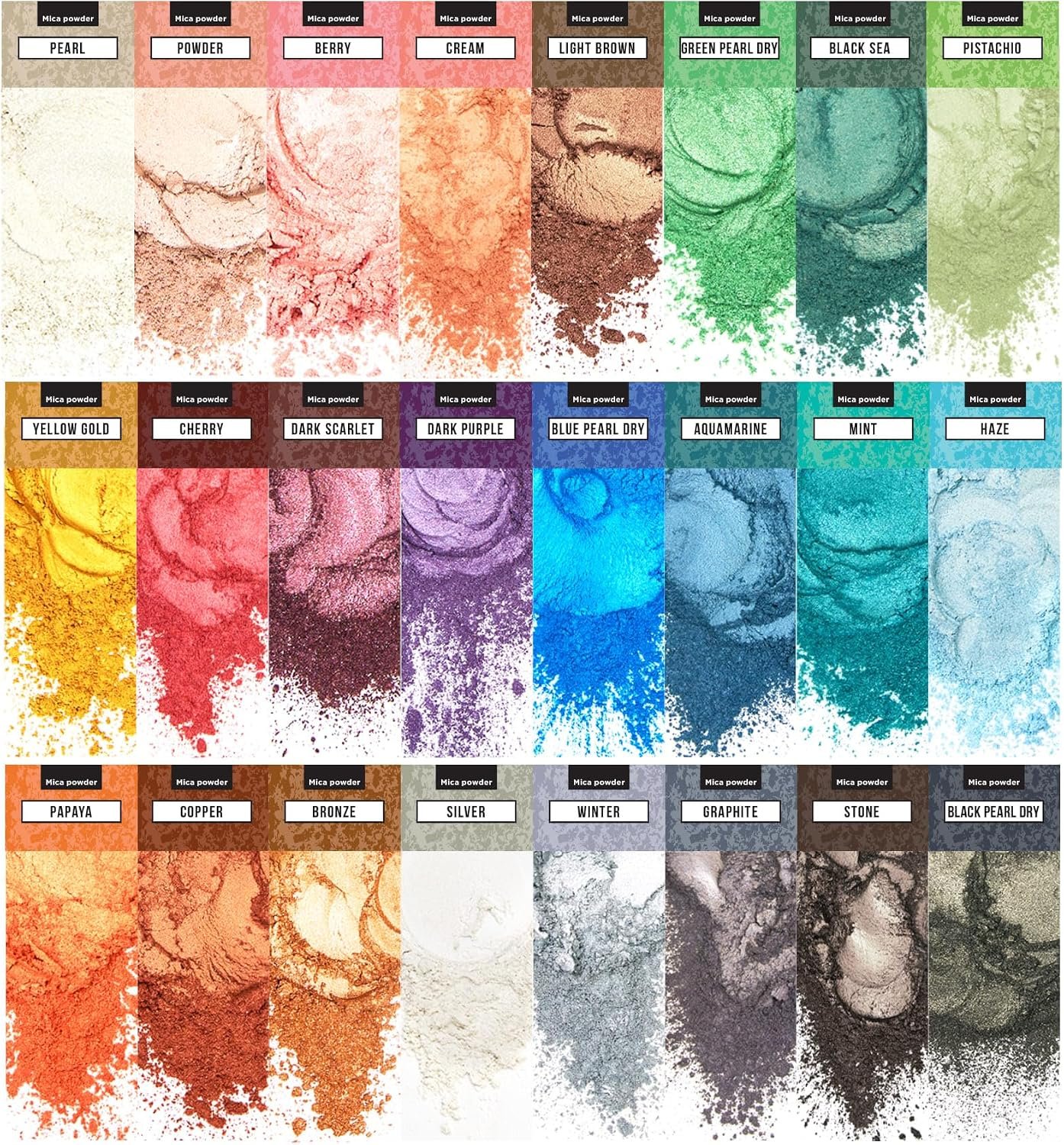 Mica Powder for Resin Coloring 24 Colors Set – Pigment Powder for Nails