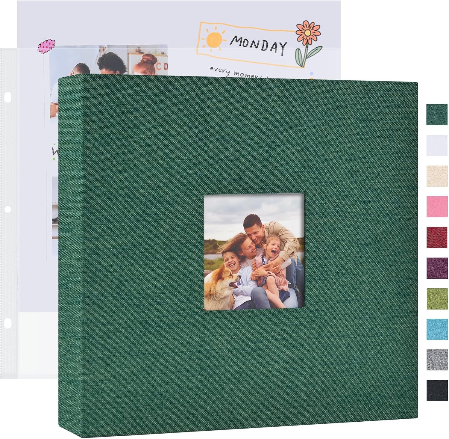 Mublalbum 12×12 Inch 3 Ring DIY Scrapbook Photo Album 40 Pages, Dark Green