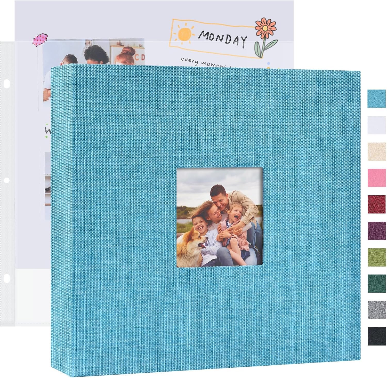 Mublalbum 12×12 Inch 3 Ring DIY Scrapbook Photo Album 40 Pages, Blue