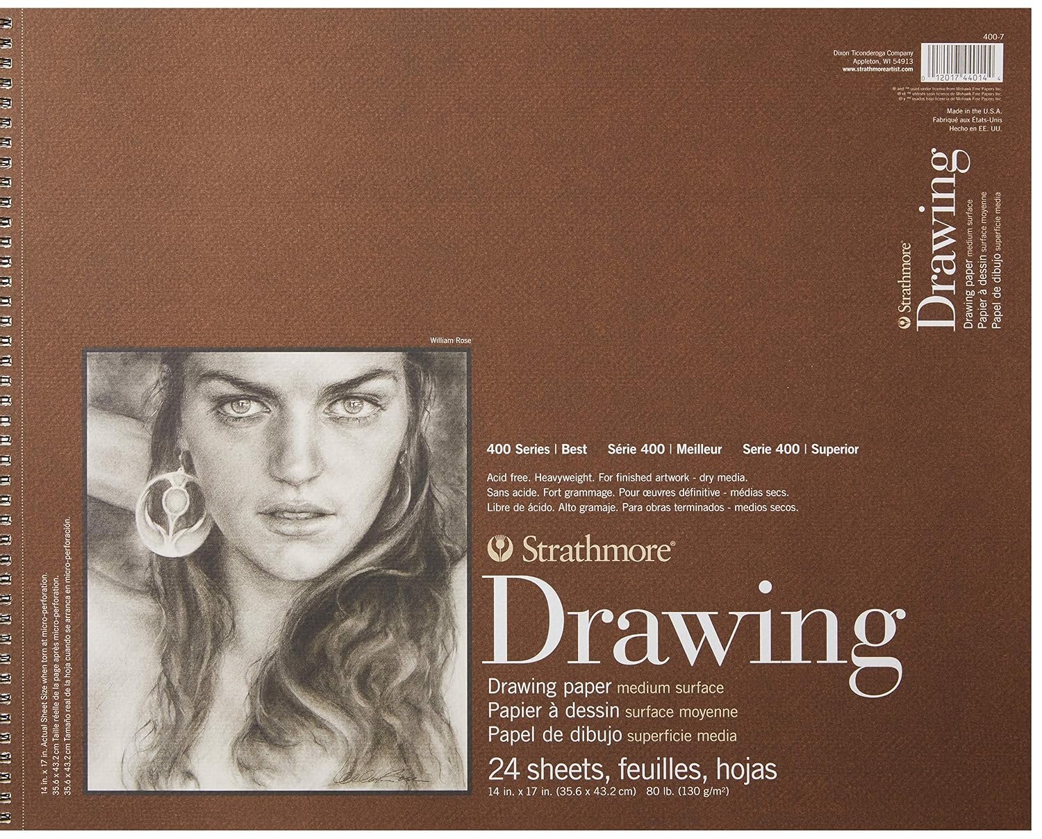 Strathmore (400-7 400 Series Drawing Pad, 14″x17″, Ivory/Cream