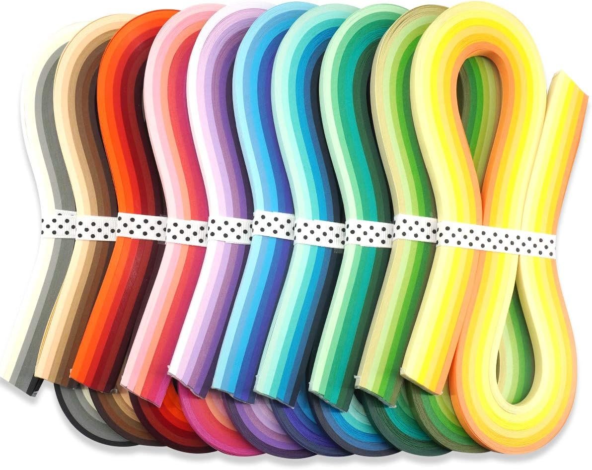 JUYA Multi-Color Quilling Strips Set 60 Colors 1200 Strips 5mm/0.20in
