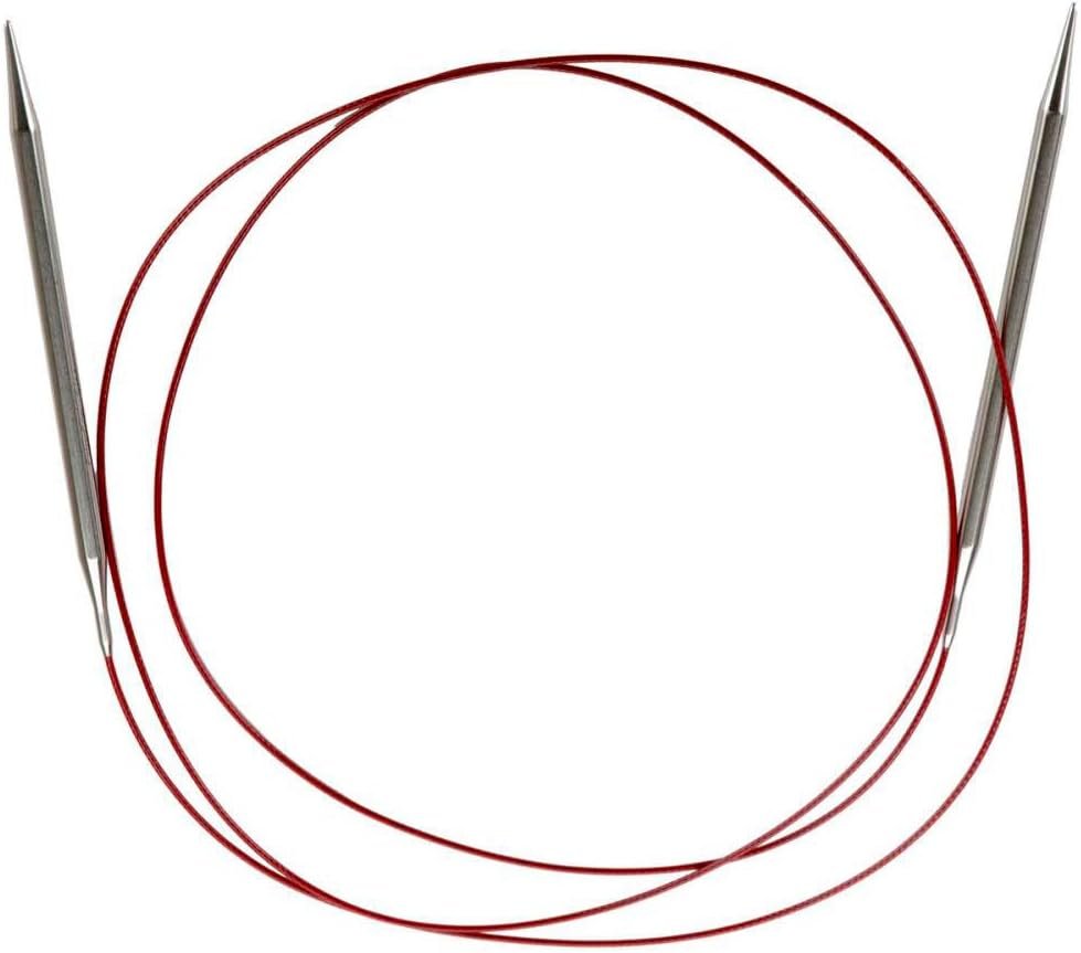 ChiaoGoo Red Lace Circular 60-inch (150cm) Stainless Steel Knitting Needle; Size US 8 (5mm) 7060-8