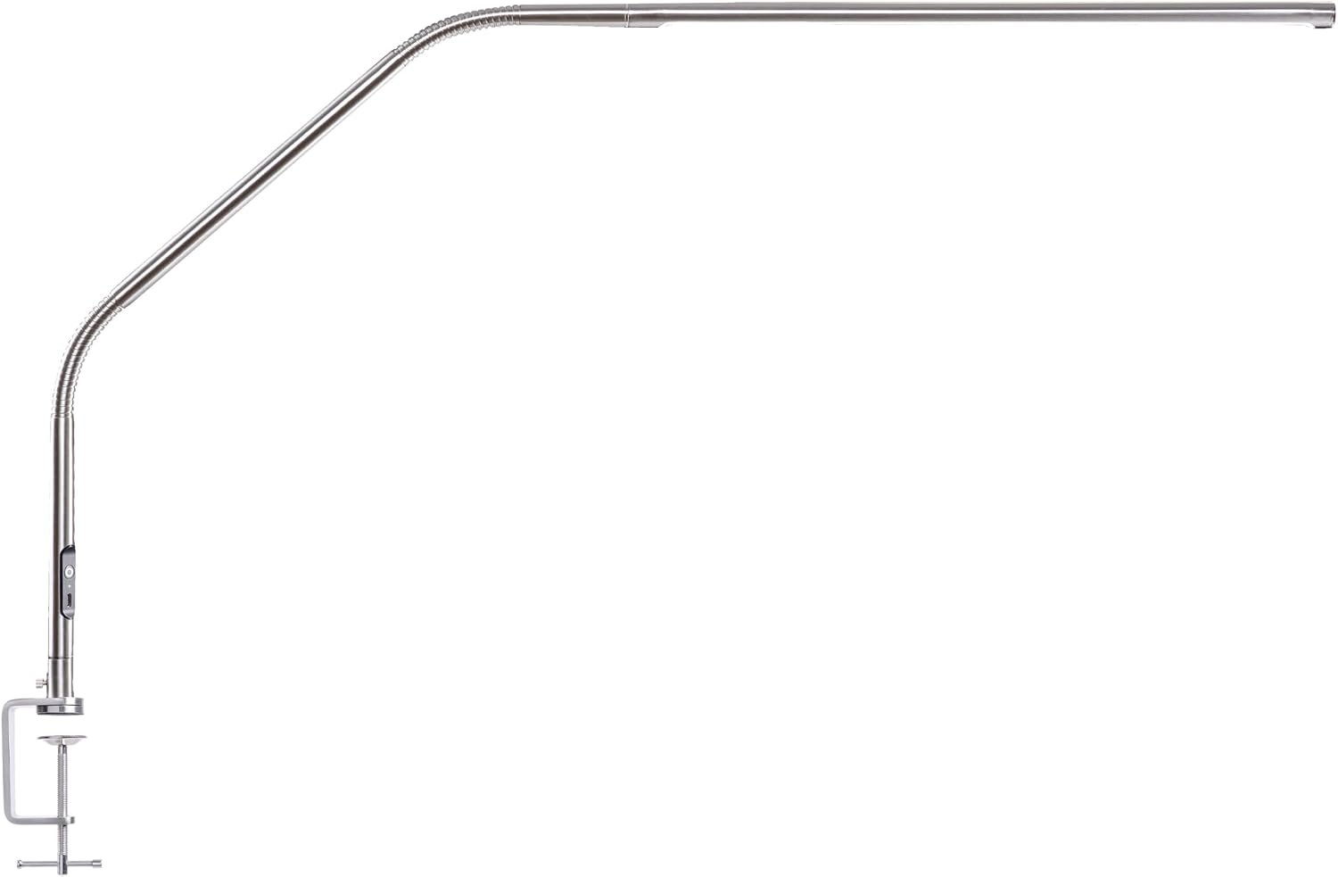 daylight Slimline 4™ LED Table Lamp in Brushed Steel – 6,000K, 3,200 Lux, 4 Brightness Levels, USB-C Charging Port, Anti-Glare Diffuser, Flexible Design, Art & Craft, Sewing, Nail Salon