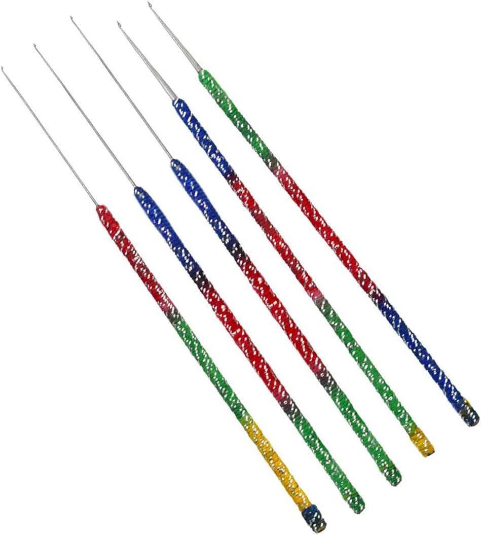 Multi-Color Aari Work Embroidery Needle Set Pack of 5 Fine Hook Needles for Zardozi, Maggam, Crochet & Designer Stitching