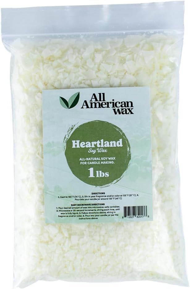 All American Wax Premium Soy Wax Flakes for Candle Making – 1 lb Bag