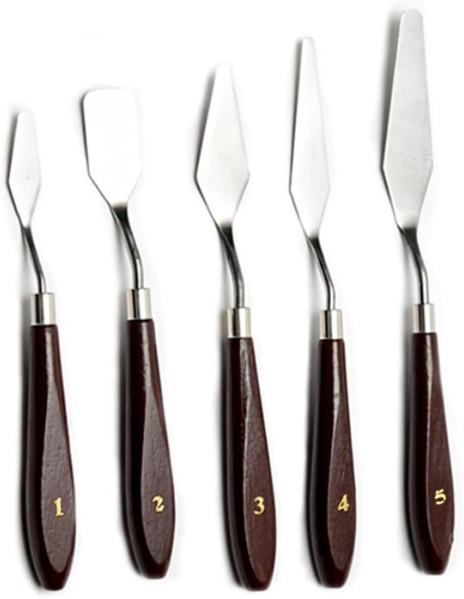 Artist Painting Knives Set – 5 Pieces Painting Knives Stainless Steel Spatula Palette Knife Oil Painting Accessories Color Mixing Set for Oil, Canvas, Acrylic