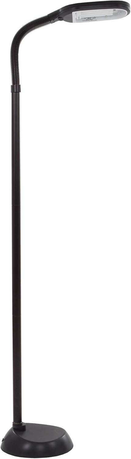 Lavish Home Adjustable Floor Lamp for Bedroom – Full Spectrum Natural Sunlight Lamp for Office with Bendable Neck for Reading Light, Craft, Studying, and Esthetician Light – (Black)