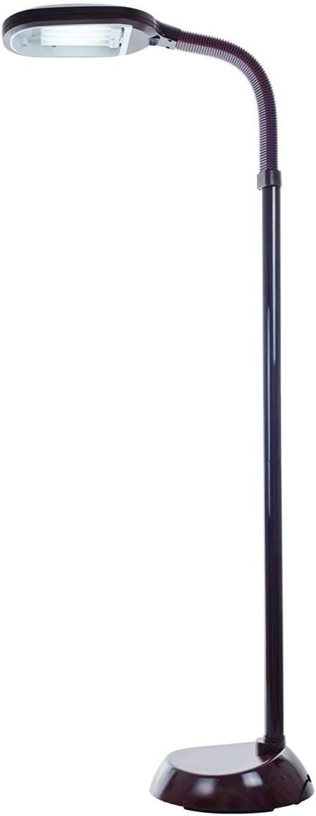 Bedford Home Floor Lamp – Full Spectrum Natural Sunlight Lamp with Bendable Neck – Reading, Craft, and Esthetician Light (Brown Woodgrain)