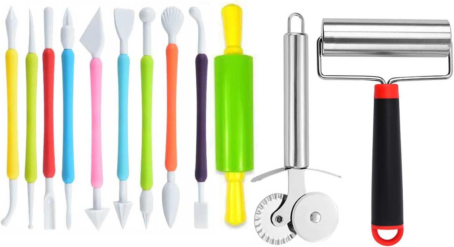 Langqun 12 Pcs Air Dry Clay Tools for Kids and Adults,Polymer Clay Tools,Pottery Tools Kit,Sculpting and Modeling