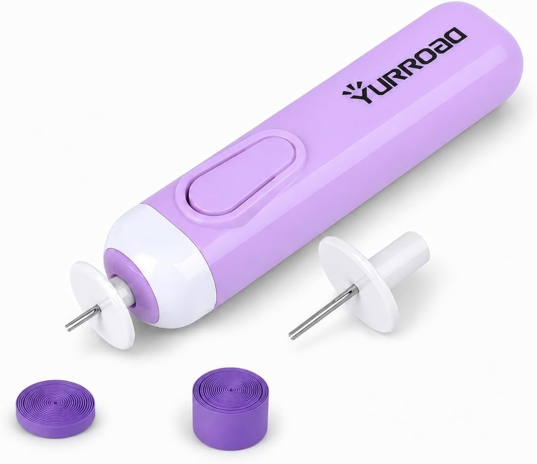 2-in-1 Electric Quilling Pen with Dual Tips for 1.5-10mm Strips, Purple