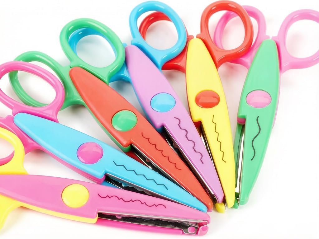 Decorative Paper Edge Scissor Set –5” Colorful Paper Edger Scissors Great for Kids, Teachers, Crafts, Scrapbooking, DIY Projects and Kids Crafts, Set of 6 (5inch)