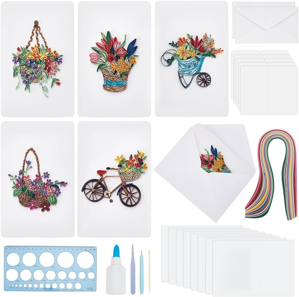 WEBEEDY Paper Quilling Kit, Quilling Blank Card Making Kit for Beginners