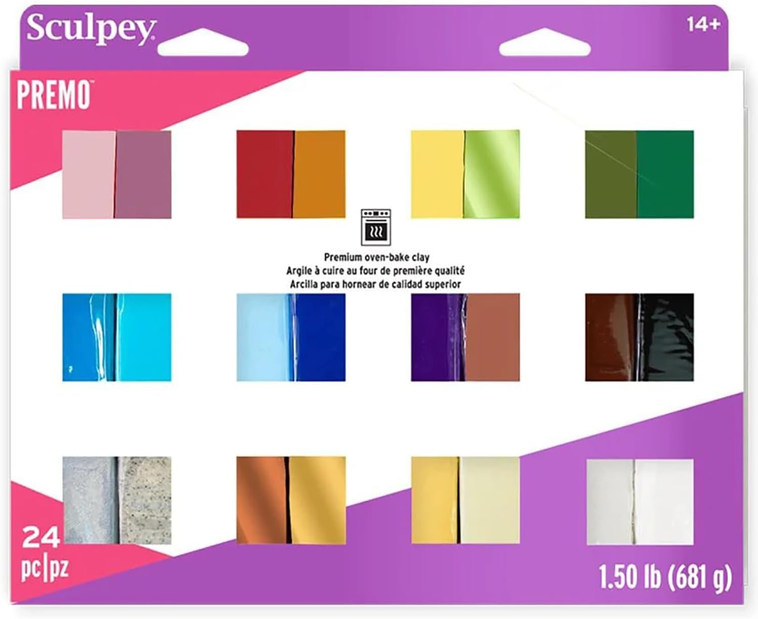 Sculpey Premo 24 Color Sampler, Polymer Oven-Bake Clay for Jewelry Making