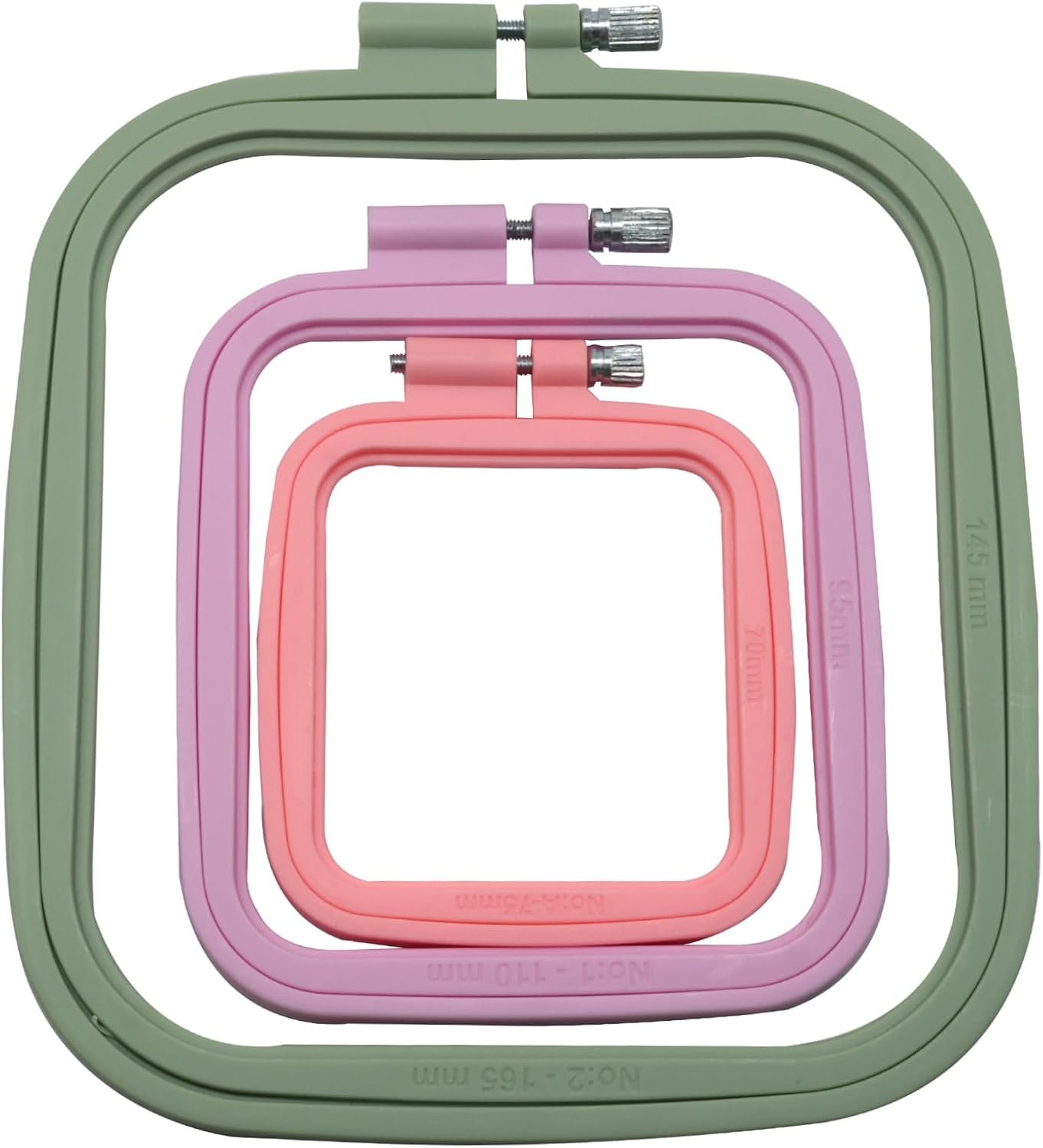 Bonsicoky Square Embroidery Hoop Set, Multicolor, 3 Piece, 3 Sizes