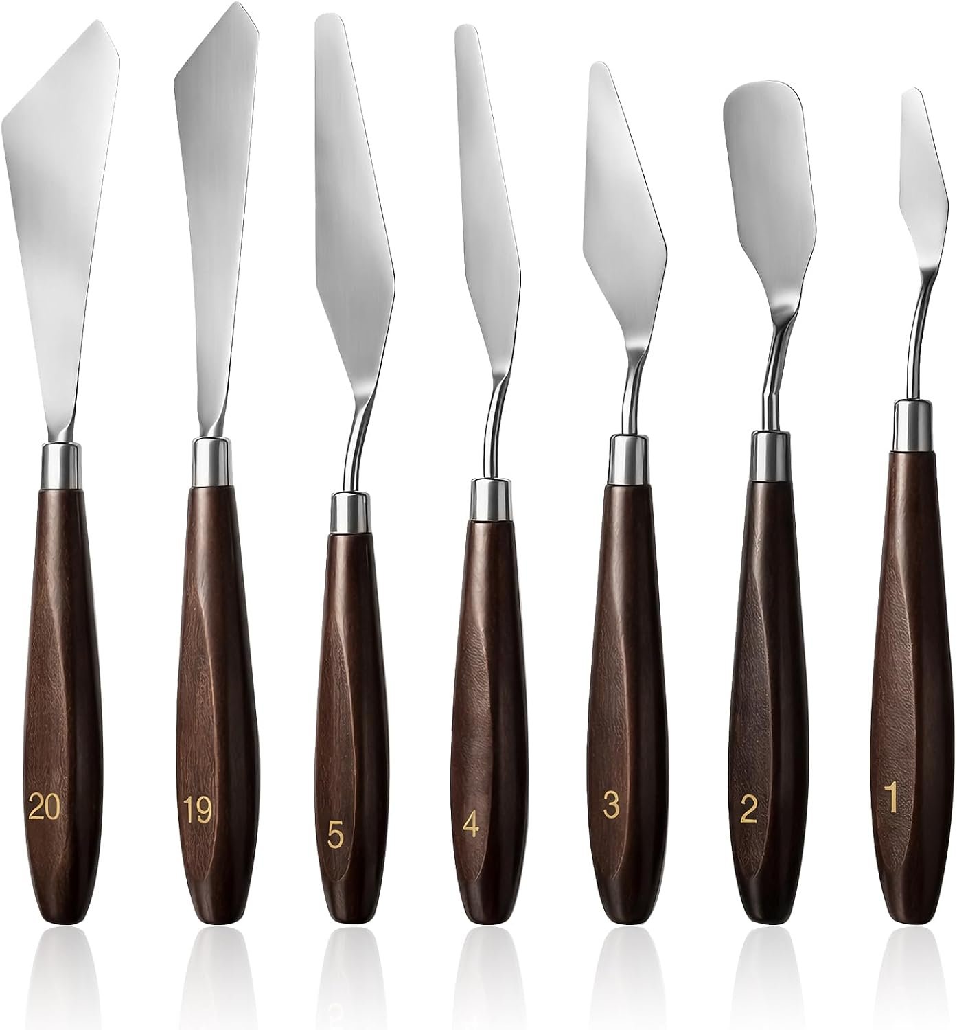 7Pcs Spatula Palette Knife Painting Knife Set Stainless Steel Drawing Scraper Painting Knives Pallet Knives Painting Accessories for oil, Canvas, Acrylic Painting