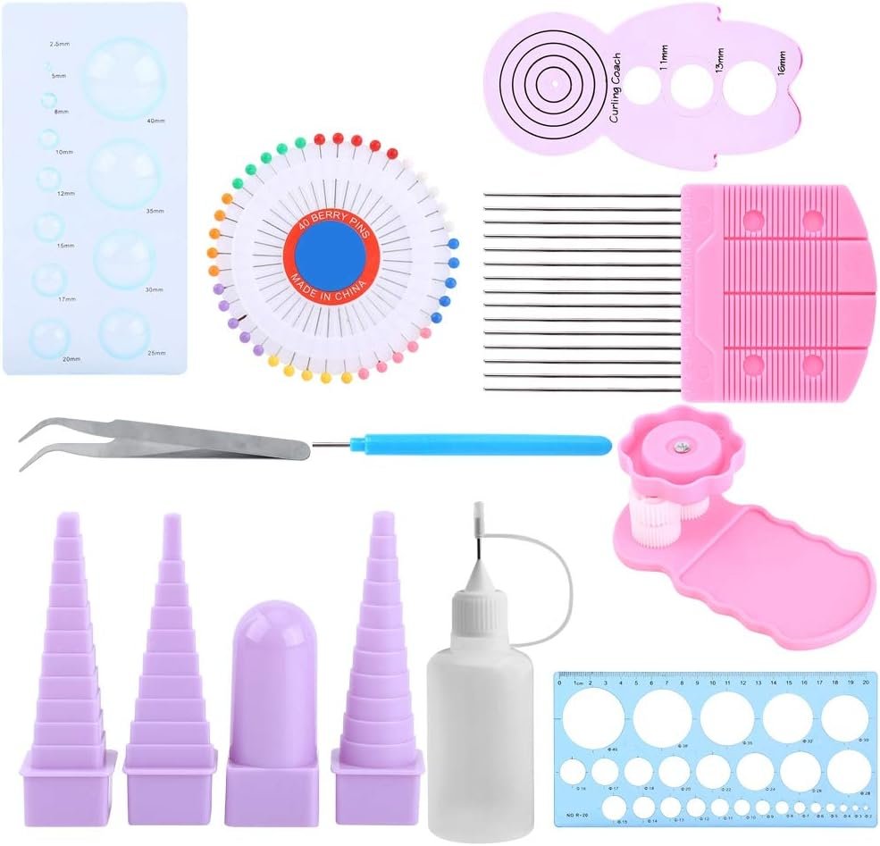 11 in 1 Paper Quilling Tools Kit, DIY Paper Craft Crimper Comb Ruler Pins Border Buddy Set, Slotted Tools Strips Tweezer for Decoration