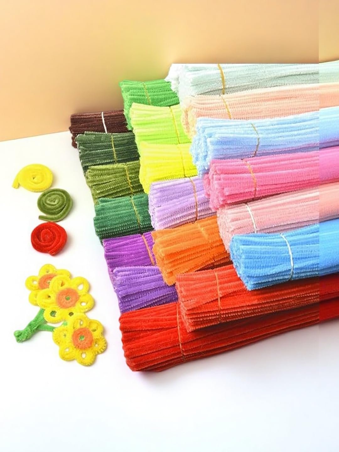 100pcs 10 Color Pipe Cleaners Craft Supplies,Chenille Stems Set for Flowers