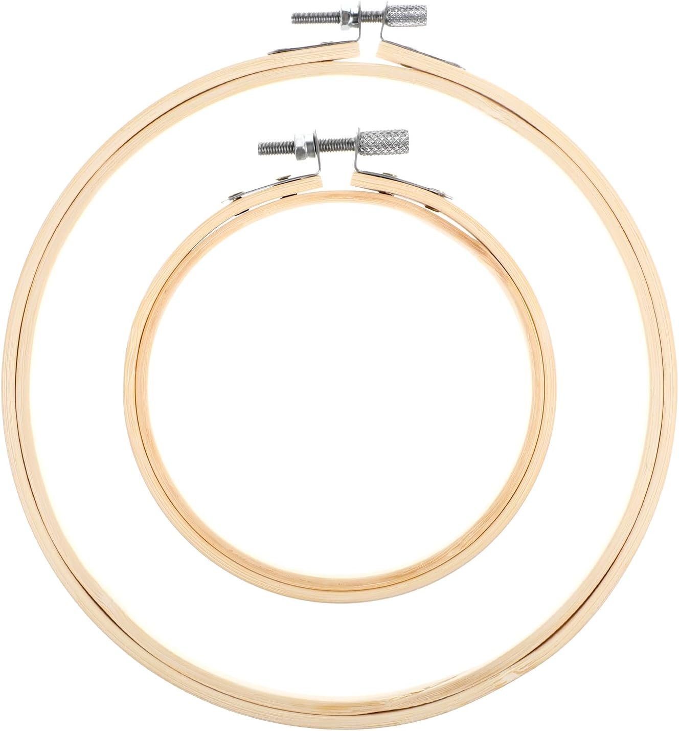 simarro 2 Pieces Embroidery Hoops, 4″ and 6″ Round Embroidery Hoops Bamboo Round Cross Stitch Hoops, Adjustable Frame Hoop for Embroidery, Cross Stitch, Art Craft Sewing, and DIY Decoration