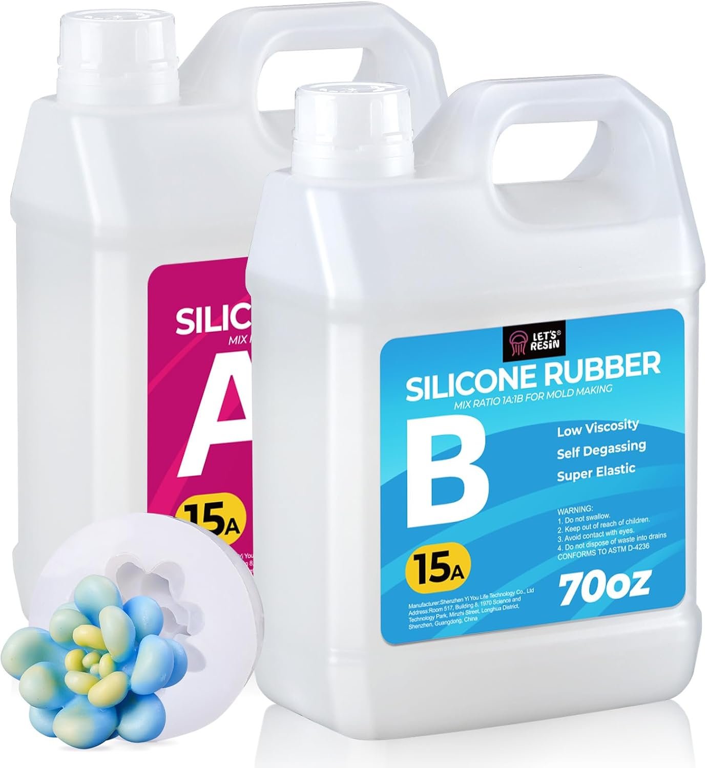 LET’S RESIN Silicone Mold Making Kit Liquid Silicone Rubber 140oz/1 Gallon