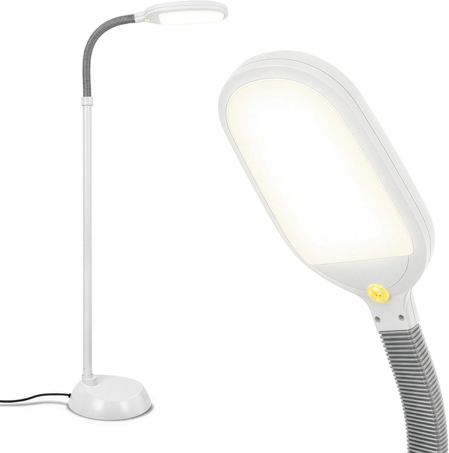 Brightech Litespan – Bright LED Floor Reading Lamp for Over Chair Crafts and Reading, Estheticians’ Light for Lash Extensions, Adjustable Standing Lamp for Living Room, Bedroom, Office – White