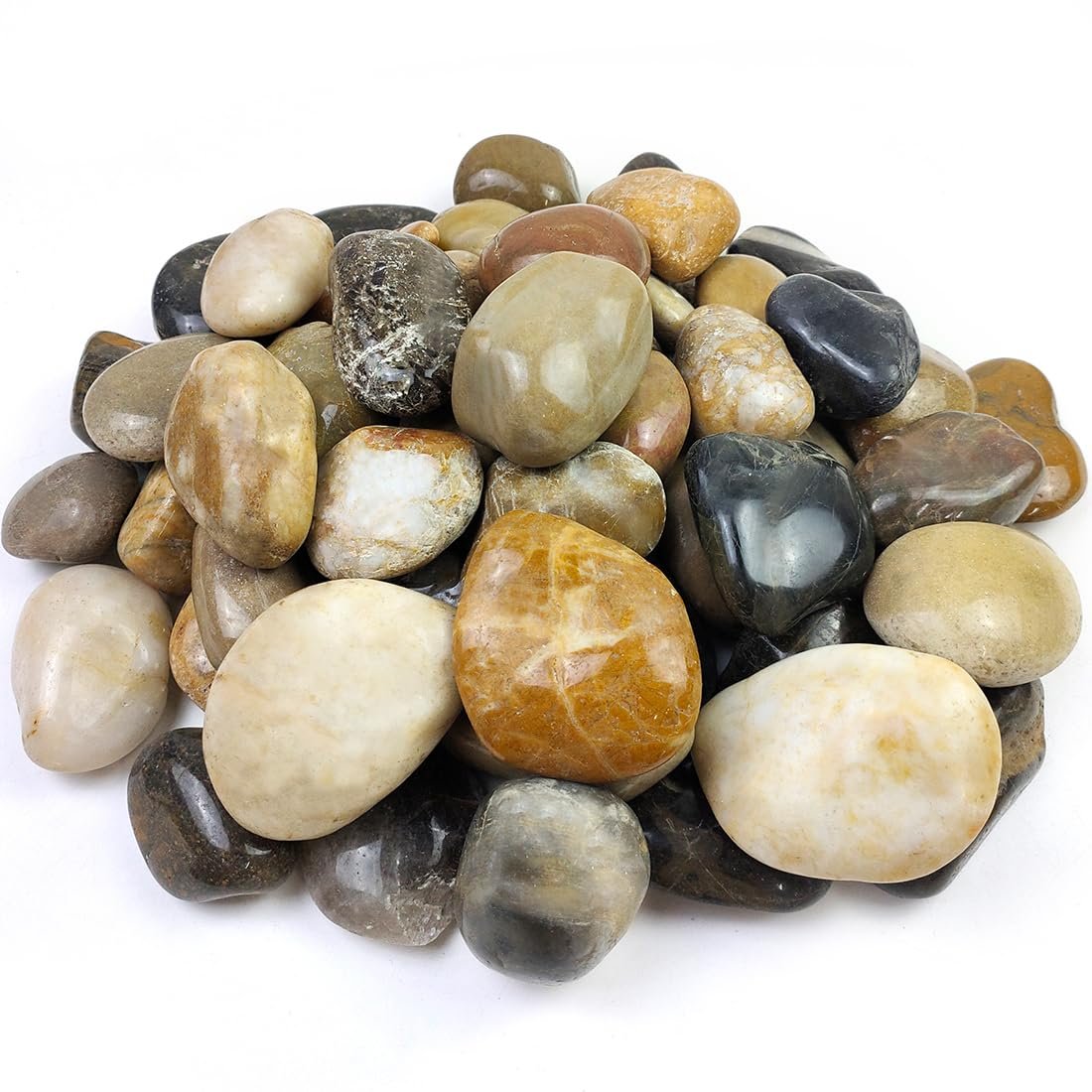 YISZM 20lbs Large River Rocks for Landscaping, 3-4″ Mixed Color Pebbles