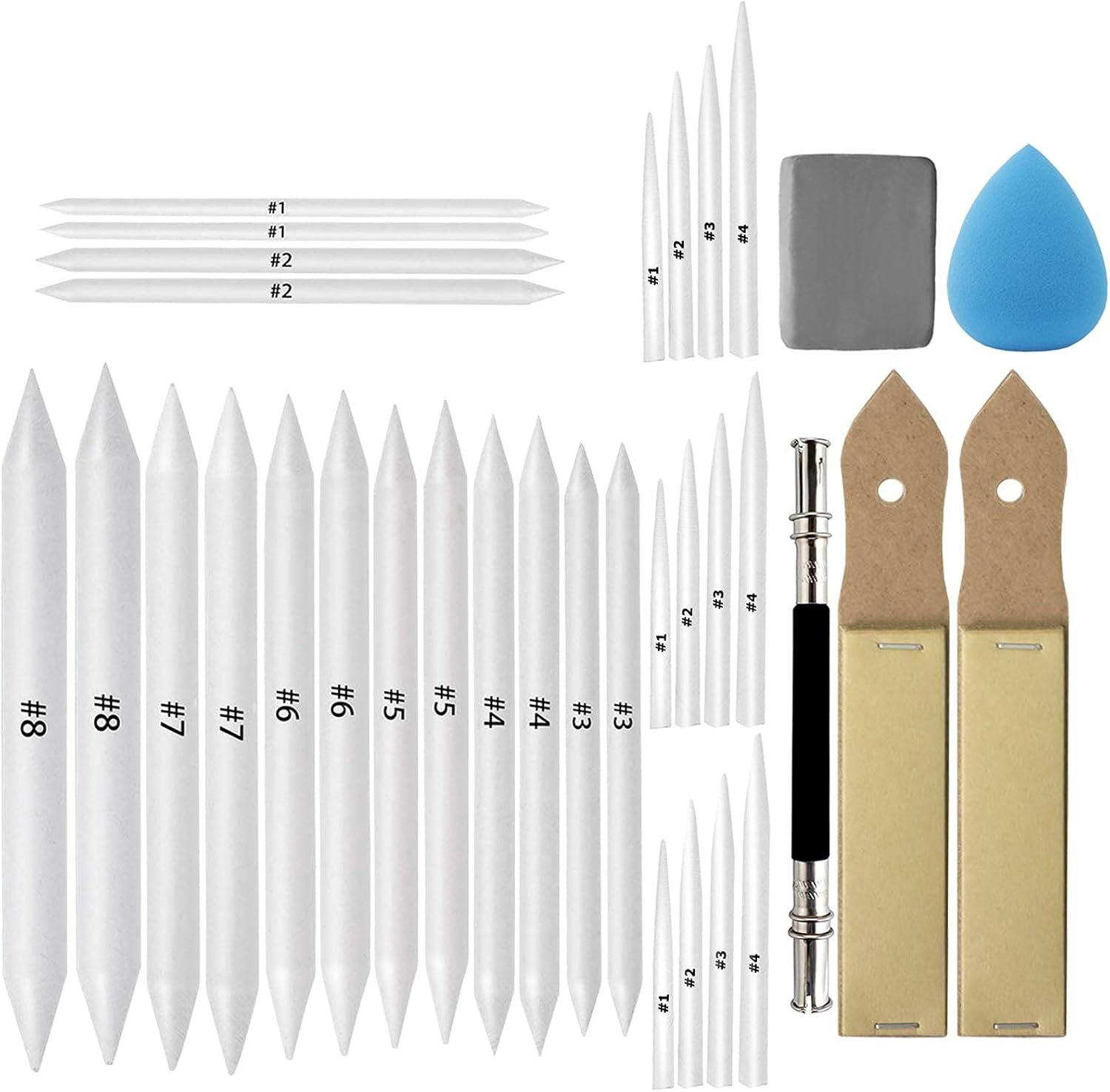33 Pcs Blending Stumps and Tortillions Paper Art Blenders Drawing