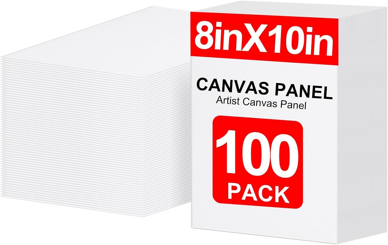 100Pack 8×10 Inch Premium Flat Canvas Panels for Acrylic and Oil Painting