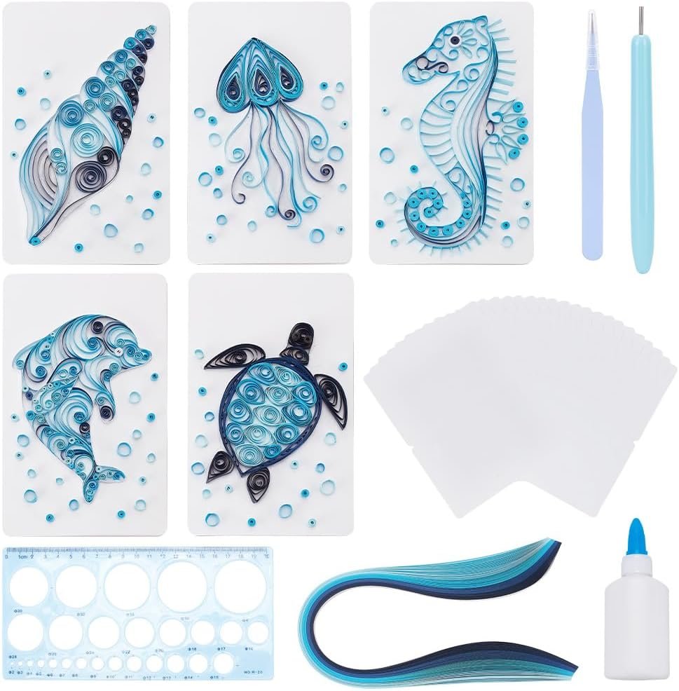 WEBEEDY Paper Quilling Kit 20 Sets DIY Sea Animals Paper Quilling Kit