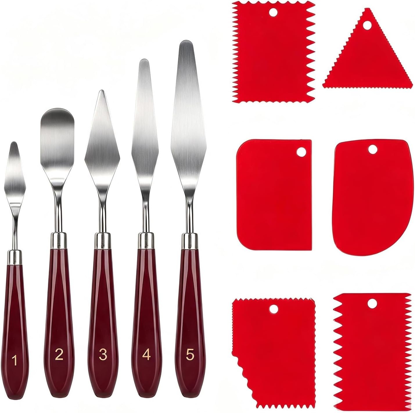 11Pcs Palette Knives Stainless Steel & Plastic Scrapers for Oil Acrylic Art