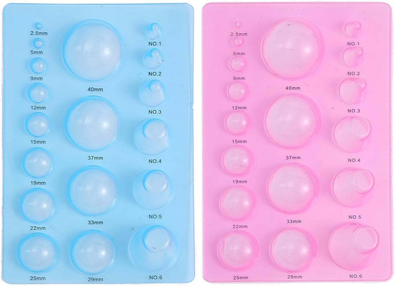 2 Pcs 3 Row Paper Quilling Tools Half Ball Domes, Plastic Mini Quilling Molds for DIY Craft Projects with Convenient Roll Functionality, Blue and Pink