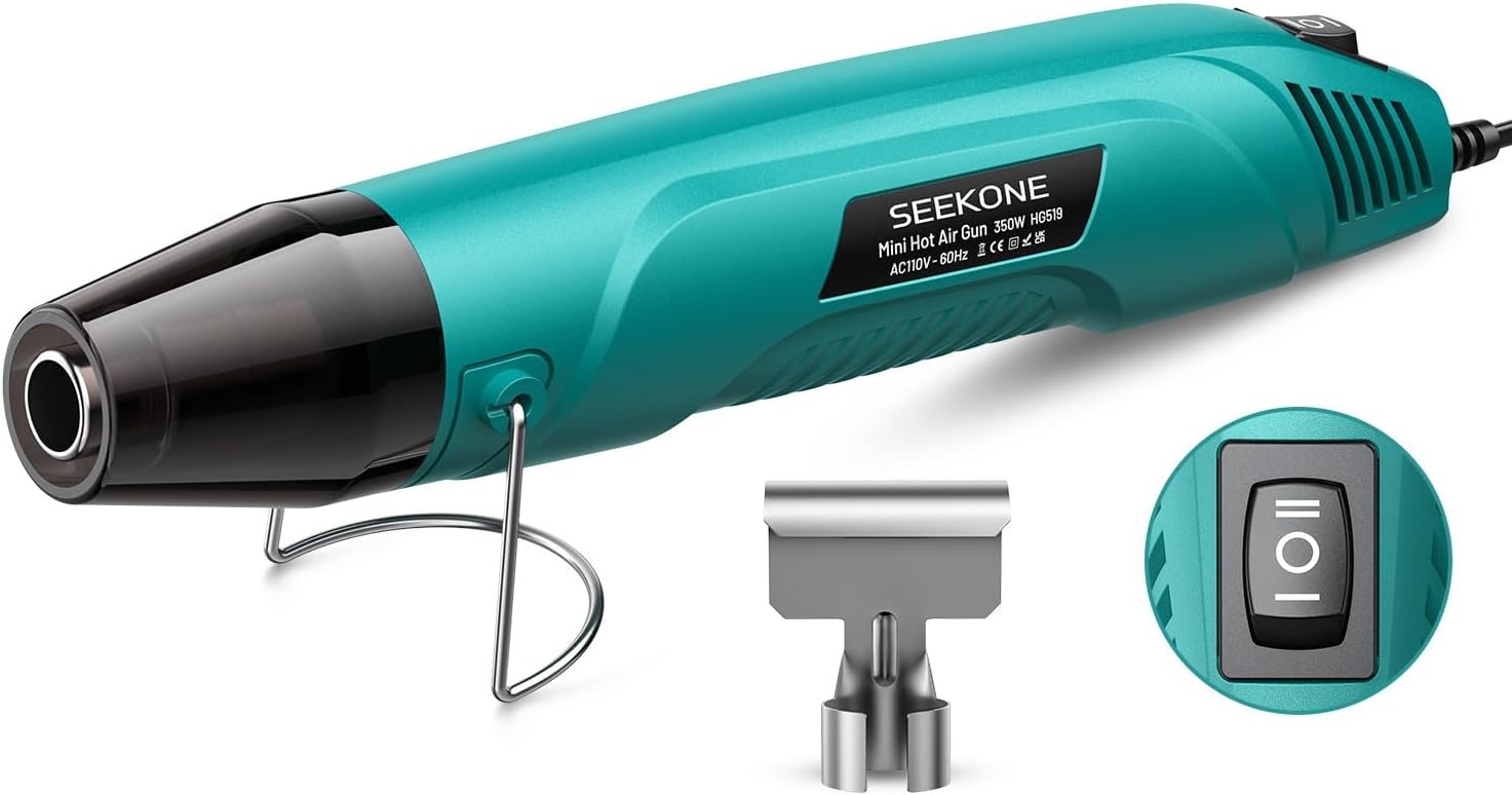 SEEKONE 350W Mini Heat Gun Dual-Temp 500℉ & 842℉ for crafts