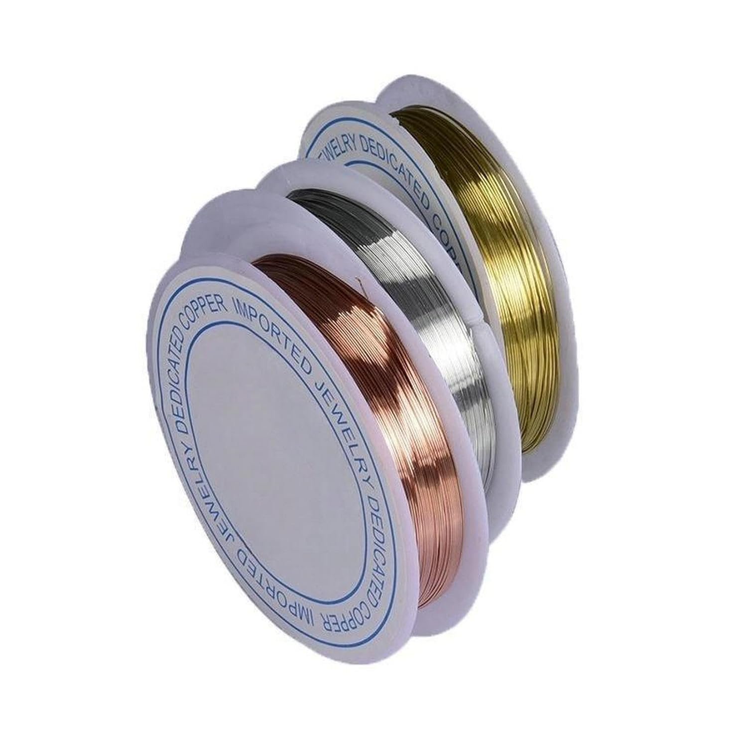 3-Roll, Copper & Beaded Wire Set for Jewelry Making, Bendable Curve (24 Gauge)